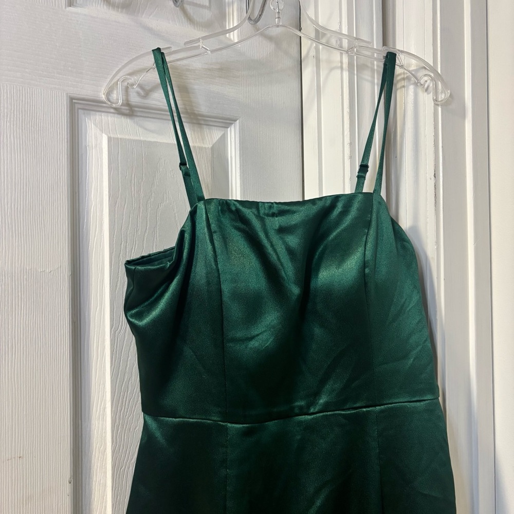 Speechless Y2K Hunter Green Coquette Satin Mini Babydoll Sleeveless Dress Z 13 - Picture 6 of 16